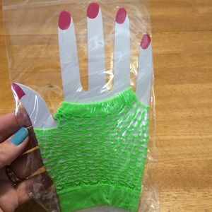 🍁 New Pair Neon Fishnet Fingerless GLOVES Stretch